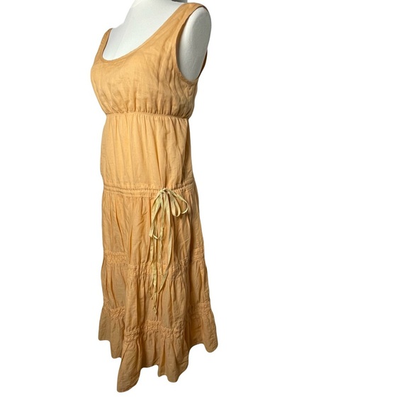 Theory Tiered Ruffle Empire Waist Cotton & Silk Midi Size S Light Apricot - Picture 1 of 15